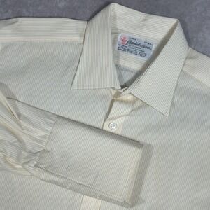 Turnbull & Asser‎ White w Yellow Vertical Stripes Dress Shirt 17 - 43 Cm